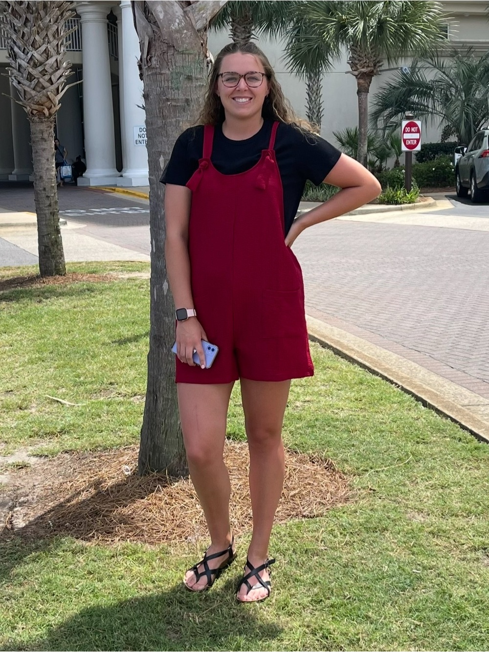 SHEIN Curve Textured Red Romper